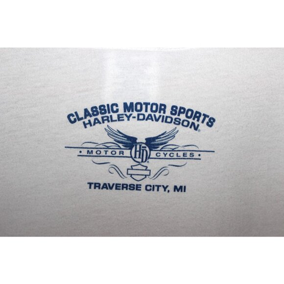 HARLEY DAVIDSON Retro (2013) Fitted T-Shirt in White, Rhinestone Biker Tee (2XL) - Picture 7 of 8